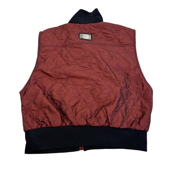 Nils Ski Vest Womens Size 12 Cherry Red Quilted Nylon Apres Vintage Full Zip - Picture 3 of 7